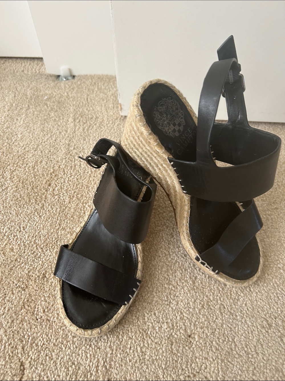 Vince Camuto Black Espadrille Wedge Sandals - Women